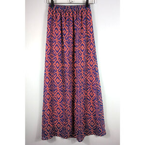 Forever 21 Women's Sheer Maxi Skirt XS Blue Coral Lined Flowy Long Boho